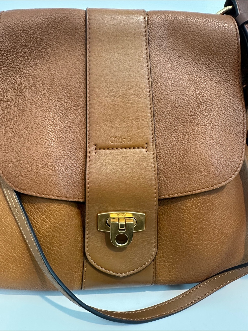 AUTHENTIC Chloe Lexa medium shoulder bag in tan leather - Picture 14 of 17